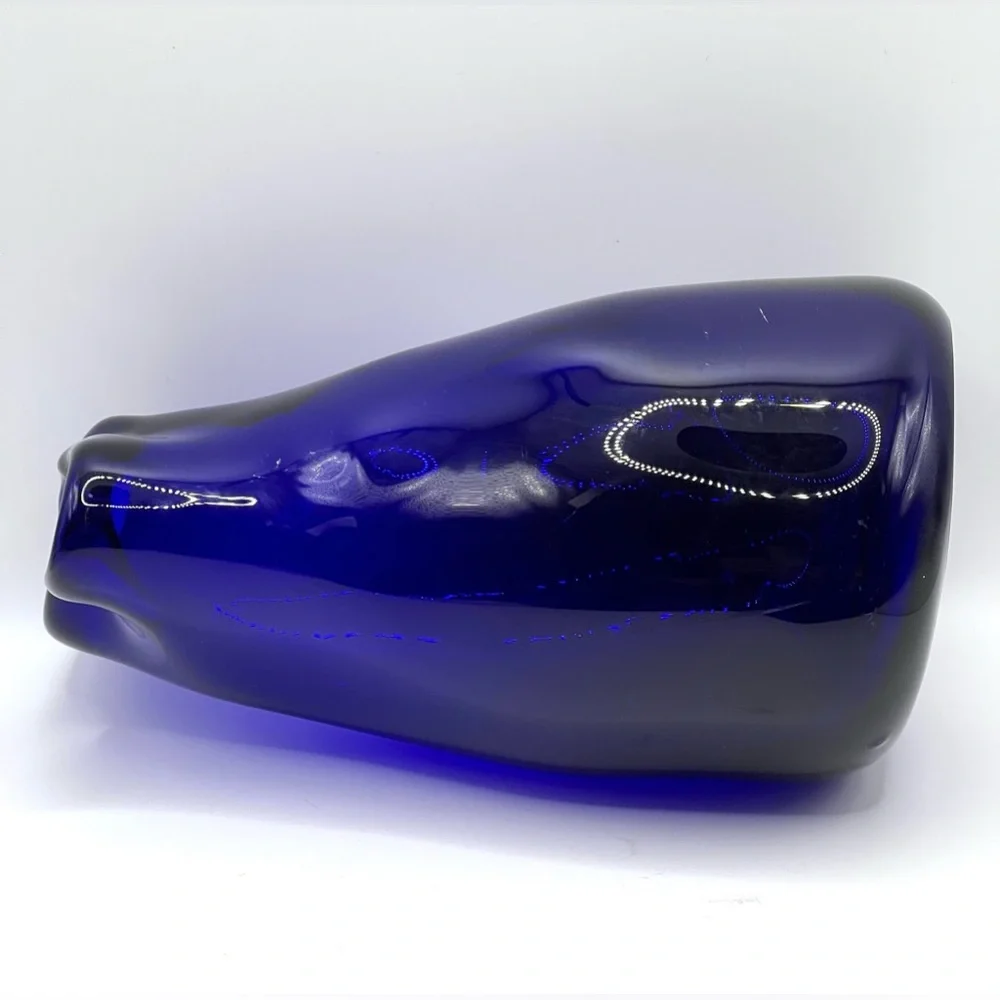 Hand Blown Art Glass Cobalt Blue 8 Shape Mouth Flower Bud Vase 7 in Height